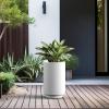 imageKante 201 Inch Tall Concrete Planter Round Pedestal Design Garden Pot for Indoor Outdoor Plants Modern Garden Pot with Drainage Hole Charcoal Finish with Warm Brown InteriorWhite