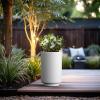 imageKante 201 Inch Tall Concrete Planter Round Pedestal Design Garden Pot for Indoor Outdoor Plants Modern Garden Pot with Drainage Hole Charcoal Finish with Warm Brown InteriorWhite