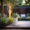 imageKante 201 Inch Tall Concrete Planter Round Pedestal Design Garden Pot for Indoor Outdoor Plants Modern Garden Pot with Drainage Hole Charcoal Finish with Warm Brown InteriorWhite