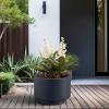 imageKante 201 Inch Tall Concrete Planter Round Pedestal Design Garden Pot for Indoor Outdoor Plants Modern Garden Pot with Drainage Hole Charcoal Finish with Warm Brown InteriorCharcoal