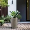 imageKante 201 Inch Tall Concrete Planter Round Pedestal Design Garden Pot for Indoor Outdoor Plants Modern Garden Pot with Drainage Hole Charcoal Finish with Warm Brown InteriorWeathered Concrete