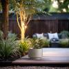imageKante 201 Inch Tall Concrete Planter Round Pedestal Design Garden Pot for Indoor Outdoor Plants Modern Garden Pot with Drainage Hole Charcoal Finish with Warm Brown InteriorWeathered Concrete