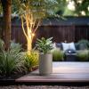 imageKante 201 Inch Tall Concrete Planter Round Pedestal Design Garden Pot for Indoor Outdoor Plants Modern Garden Pot with Drainage Hole Charcoal Finish with Warm Brown InteriorWeathered Concrete