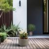 imageKante 201 Inch Tall Concrete Planter Round Pedestal Design Garden Pot for Indoor Outdoor Plants Modern Garden Pot with Drainage Hole Charcoal Finish with Warm Brown InteriorWeathered Concrete