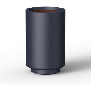 imageKante 201 Inch Tall Concrete Planter Round Pedestal Design Garden Pot for Indoor Outdoor Plants Modern Garden Pot with Drainage Hole Charcoal Finish with Warm Brown InteriorCharcoal