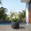 imageKante 125quot Dia Round Fluted Planter with Surface Indentations Large Flower Pot with Drainage Hole for Indoor ampamp Outdoor Plants Black Finish with Warm Brown InteriorBlack