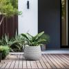imageKante 125quot Dia Round Fluted Planter with Surface Indentations Large Flower Pot with Drainage Hole for Indoor ampamp Outdoor Plants Black Finish with Warm Brown InteriorWhite