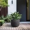 imageKante 125quot Dia Round Fluted Planter with Surface Indentations Large Flower Pot with Drainage Hole for Indoor ampamp Outdoor Plants Black Finish with Warm Brown InteriorBlack