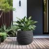 imageKante 125quot Dia Round Fluted Planter with Surface Indentations Large Flower Pot with Drainage Hole for Indoor ampamp Outdoor Plants Black Finish with Warm Brown InteriorBlack