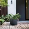 imageKante 125quot Dia Round Fluted Planter with Surface Indentations Large Flower Pot with Drainage Hole for Indoor ampamp Outdoor Plants Black Finish with Warm Brown InteriorCharcoal