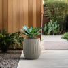 imageKante 126quot Dia x 146quot H Round Concrete Planter Streamlined Fluted Large Plant Pot with Drainage Hole and Rubber Plug for Home Patio Garden Black Finish with Warm Brown InteriorWeathered Concrete