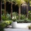 imageKante 126quot Dia x 146quot H Round Concrete Planter Streamlined Fluted Large Plant Pot with Drainage Hole and Rubber Plug for Home Patio Garden Black Finish with Warm Brown InteriorWhite