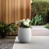 imageKante 126quot Dia x 146quot H Round Concrete Planter Streamlined Fluted Large Plant Pot with Drainage Hole and Rubber Plug for Home Patio Garden Black Finish with Warm Brown InteriorWhite