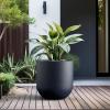 imageKante 165quot Round Concrete Planter Large Cylinder Plant Pot with Curved Bottom and Drainage Hole for Indoor and Outdoor Use  Garden or Patio Weathered Concrete Finish with Warm Brown InteriorCharcoal