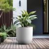 imageKante 165quot Round Concrete Planter Large Cylinder Plant Pot with Curved Bottom and Drainage Hole for Indoor and Outdoor Use  Garden or Patio Weathered Concrete Finish with Warm Brown InteriorWhite