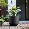 imageKante 165quot Round Concrete Planter Large Cylinder Plant Pot with Curved Bottom and Drainage Hole for Indoor and Outdoor Use  Garden or Patio Weathered Concrete Finish with Warm Brown InteriorBlack