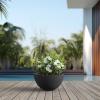 imageKante 173 Inch Dia Cylindrical Planter with Organic Texture Large Round Plant Pot with Drainage Hole Onyx Black Finish with Warm Brown Interior Ideal for Succulent Flowers Trees ShrubsStone Gray