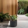 imageKante 173 Inch Dia Cylindrical Planter with Organic Texture Large Round Plant Pot with Drainage Hole Onyx Black Finish with Warm Brown Interior Ideal for Succulent Flowers Trees ShrubsOnyx Black