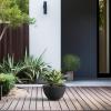 imageKante 173 Inch Dia Cylindrical Planter with Organic Texture Large Round Plant Pot with Drainage Hole Onyx Black Finish with Warm Brown Interior Ideal for Succulent Flowers Trees ShrubsStone Gray