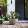 imageKante 173 Inch Dia Cylindrical Planter with Organic Texture Large Round Plant Pot with Drainage Hole Onyx Black Finish with Warm Brown Interior Ideal for Succulent Flowers Trees ShrubsWeathered Concrete