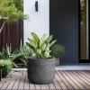 imageKante 173 Inch Dia Cylindrical Planter with Organic Texture Large Round Plant Pot with Drainage Hole Onyx Black Finish with Warm Brown Interior Ideal for Succulent Flowers Trees ShrubsOnyx Black