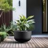 imageKante 177 Inch Dia Concrete Bowl Planter Large Tapered Bottom Plant Pot with Drainage Smooth Weathered Concrete Finish with Warm Brown Interior Ideal for Porch Home Garden PatioBlack