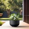 imageKante 177 Inch Dia Concrete Bowl Planter Large Tapered Bottom Plant Pot with Drainage Smooth Weathered Concrete Finish with Warm Brown Interior Ideal for Porch Home Garden PatioBlack