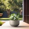 imageKante 177 Inch Dia Concrete Bowl Planter Large Tapered Bottom Plant Pot with Drainage Smooth Weathered Concrete Finish with Warm Brown Interior Ideal for Porch Home Garden PatioWeathered Concrete