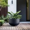 imageKante 177 Inch Dia Concrete Bowl Planter Large Tapered Bottom Plant Pot with Drainage Smooth Weathered Concrete Finish with Warm Brown Interior Ideal for Porch Home Garden PatioCharcoal