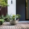 imageKante 177 Inch Dia Concrete Bowl Planter Large Tapered Bottom Plant Pot with Drainage Smooth Weathered Concrete Finish with Warm Brown Interior Ideal for Porch Home Garden PatioWeathered Concrete