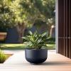 imageKante 177 Inch Dia Concrete Bowl Planter Large Tapered Bottom Plant Pot with Drainage Smooth Weathered Concrete Finish with Warm Brown Interior Ideal for Porch Home Garden PatioCharcoal