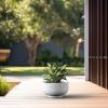 imageKante 177 Inch Dia Concrete Bowl Planter Large Tapered Bottom Plant Pot with Drainage Smooth Weathered Concrete Finish with Warm Brown Interior Ideal for Porch Home Garden PatioWhite