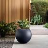 imageKante Round Concrete Flower Pot 193 Inch Dia 14quot Opening Sphere Shape Design Planter with Drainage Hole and Rubber Plug for Outdoor Plants Weathered Concrete Finish with Warm Brown InteriorCharcoal