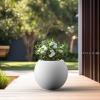 imageKante Round Concrete Flower Pot 193 Inch Dia 14quot Opening Sphere Shape Design Planter with Drainage Hole and Rubber Plug for Outdoor Plants Weathered Concrete Finish with Warm Brown InteriorWhite