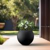 imageKante Round Concrete Flower Pot 193 Inch Dia 14quot Opening Sphere Shape Design Planter with Drainage Hole and Rubber Plug for Outdoor Plants Weathered Concrete Finish with Warm Brown InteriorBlack