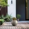 imageKante Round Concrete Flower Pot 193 Inch Dia 14quot Opening Sphere Shape Design Planter with Drainage Hole and Rubber Plug for Outdoor Plants Weathered Concrete Finish with Warm Brown InteriorWeathered Concrete