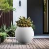 imageKante Round Concrete Flower Pot 193 Inch Dia 14quot Opening Sphere Shape Design Planter with Drainage Hole and Rubber Plug for Outdoor Plants Weathered Concrete Finish with Warm Brown InteriorWhite