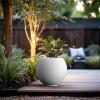imageKante Round Concrete Flower Pot 193 Inch Dia 14quot Opening Sphere Shape Design Planter with Drainage Hole and Rubber Plug for Outdoor Plants Weathered Concrete Finish with Warm Brown InteriorWhite