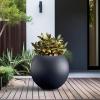 imageKante Round Concrete Flower Pot 193 Inch Dia 14quot Opening Sphere Shape Design Planter with Drainage Hole and Rubber Plug for Outdoor Plants Weathered Concrete Finish with Warm Brown InteriorCharcoal