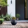imageKante Round Concrete Flower Pot 193 Inch Dia 14quot Opening Sphere Shape Design Planter with Drainage Hole and Rubber Plug for Outdoor Plants Weathered Concrete Finish with Warm Brown InteriorCharcoal