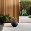 imageKante Round Concrete Flower Pot 193 Inch Dia 14quot Opening Sphere Shape Design Planter with Drainage Hole and Rubber Plug for Outdoor Plants Weathered Concrete Finish with Warm Brown InteriorBlack