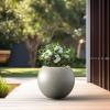 imageKante Round Concrete Flower Pot 193 Inch Dia 14quot Opening Sphere Shape Design Planter with Drainage Hole and Rubber Plug for Outdoor Plants Weathered Concrete Finish with Warm Brown InteriorWeathered Concrete