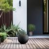 imageKante Round Concrete Flower Pot 193 Inch Dia 14quot Opening Sphere Shape Design Planter with Drainage Hole and Rubber Plug for Outdoor Plants Weathered Concrete Finish with Warm Brown InteriorBlack