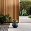 imageKante Round Concrete Flower Pot 193 Inch Dia 14quot Opening Sphere Shape Design Planter with Drainage Hole and Rubber Plug for Outdoor Plants Weathered Concrete Finish with Warm Brown InteriorCharcoal