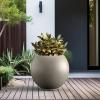 imageKante Round Concrete Flower Pot 193 Inch Dia 14quot Opening Sphere Shape Design Planter with Drainage Hole and Rubber Plug for Outdoor Plants Weathered Concrete Finish with Warm Brown InteriorWeathered Concrete