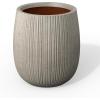 imageKante 126quot Dia x 146quot H Round Concrete Planter Streamlined Fluted Large Plant Pot with Drainage Hole and Rubber Plug for Home Patio Garden Black Finish with Warm Brown InteriorWeathered Concrete