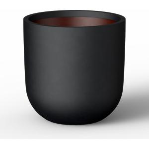 imageKante 165quot Round Concrete Planter Large Cylinder Plant Pot with Curved Bottom and Drainage Hole for Indoor and Outdoor Use  Garden or Patio Weathered Concrete Finish with Warm Brown InteriorBlack