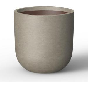 imageKante 165quot Round Concrete Planter Large Cylinder Plant Pot with Curved Bottom and Drainage Hole for Indoor and Outdoor Use  Garden or Patio Weathered Concrete Finish with Warm Brown InteriorWeathered Concrete