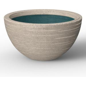 imageKante 173 Inch Dia Cylindrical Planter with Organic Texture Large Round Plant Pot with Drainage Hole Onyx Black Finish with Warm Brown Interior Ideal for Succulent Flowers Trees ShrubsWeathered Concrete
