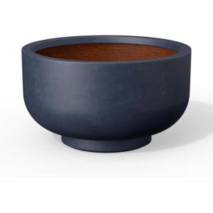 imageKante 177 Inch Dia Concrete Bowl Planter Large Tapered Bottom Plant Pot with Drainage Smooth Weathered Concrete Finish with Warm Brown Interior Ideal for Porch Home Garden PatioCharcoal